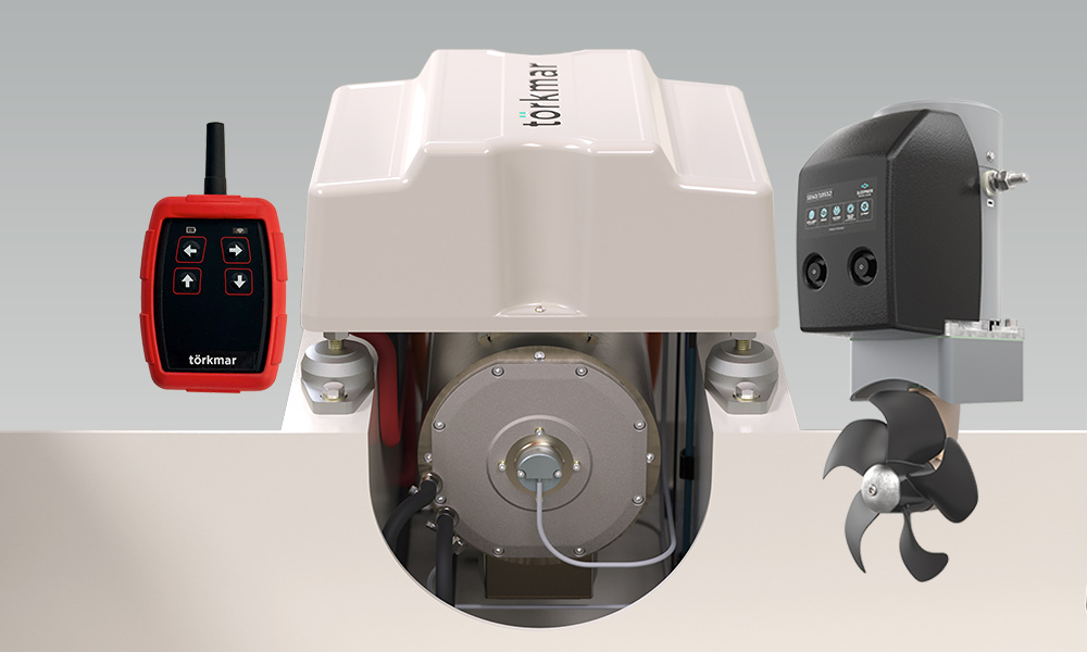 Narrowboat electric motor, bow thruster and remote